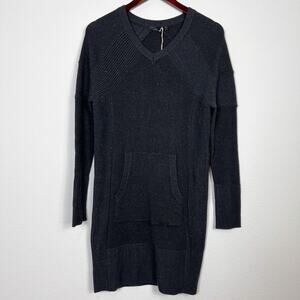 prAna Dress Size M Avalone in Charcoal Long Sleeve Cotton Wool Blend